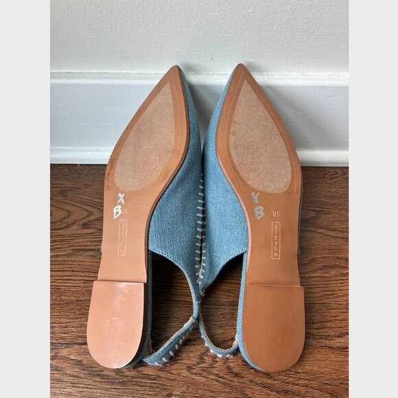 Steven Madden Denim Blue Blue Malina Slingback Flats - Size 9.5 - Picture 4 of 4